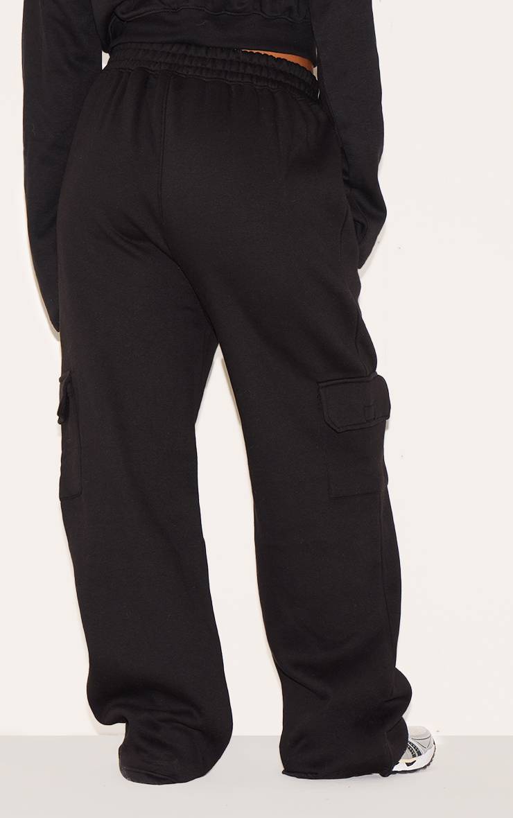 Noir Joggers Grande Taille À Jambes Larges Avec Poches Cargo