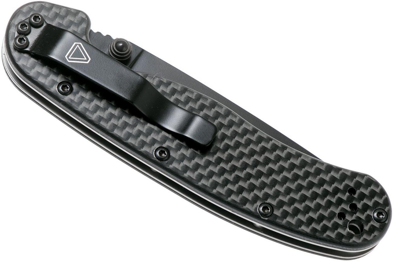 Ontario RAT-2 D2 carbonfiber, plain edge zwart, 8834