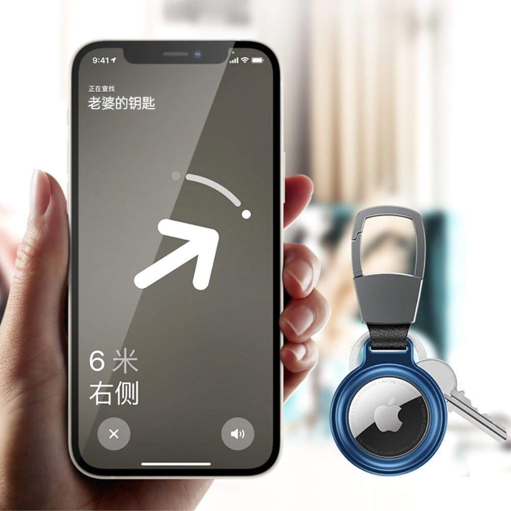 Apple AirTag Magnetische Alu Anhänger Hülle Schlüsselanhänger mit Karabinerhaken (Magnet-Technologie) - Rot