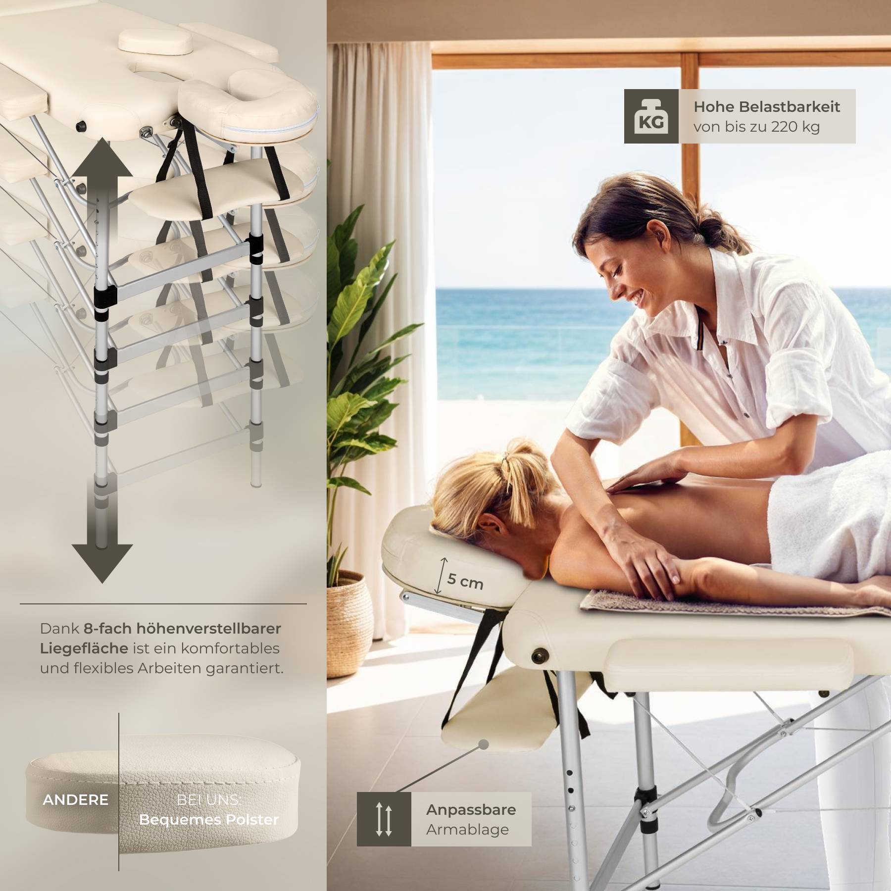 3 Zonen Massageliege-Set