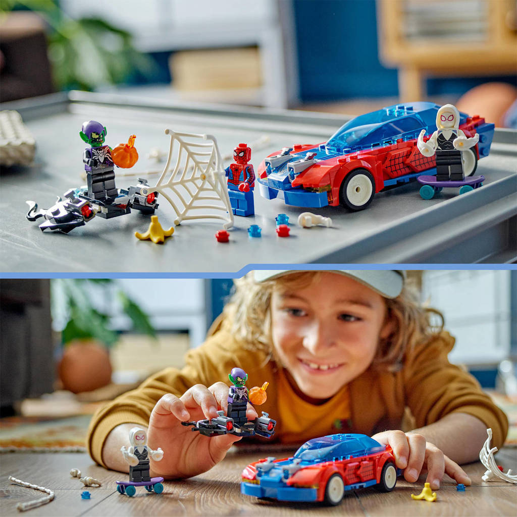 Leuke set en te combineren met andere helden.Marvel Spider-Man racewagen en Venom Green Goblin Bouwbare Spidey Speelgoed Set 76279