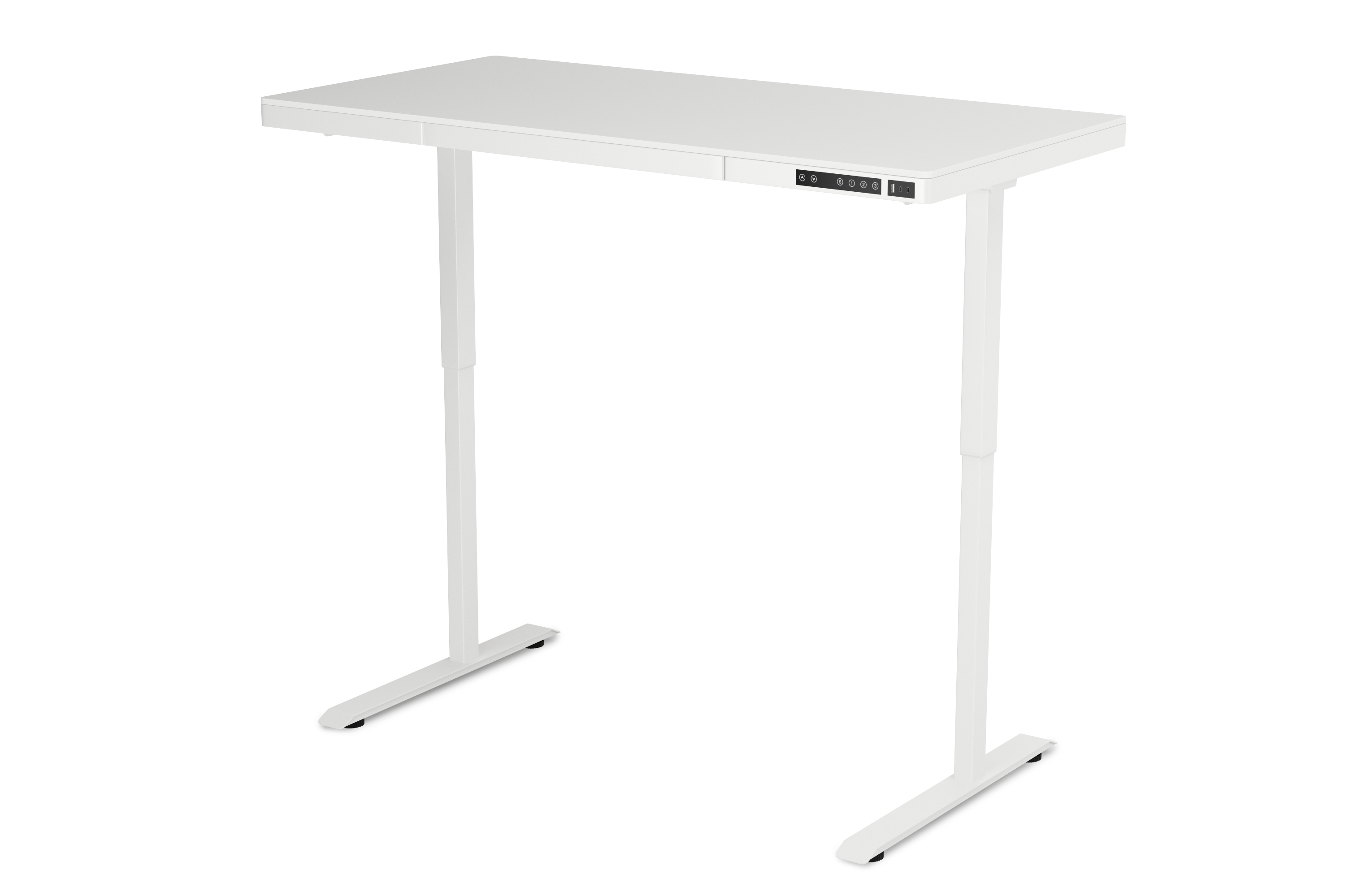 Stehpult elektrisch mit Schublade weiss 140 x 70 cm