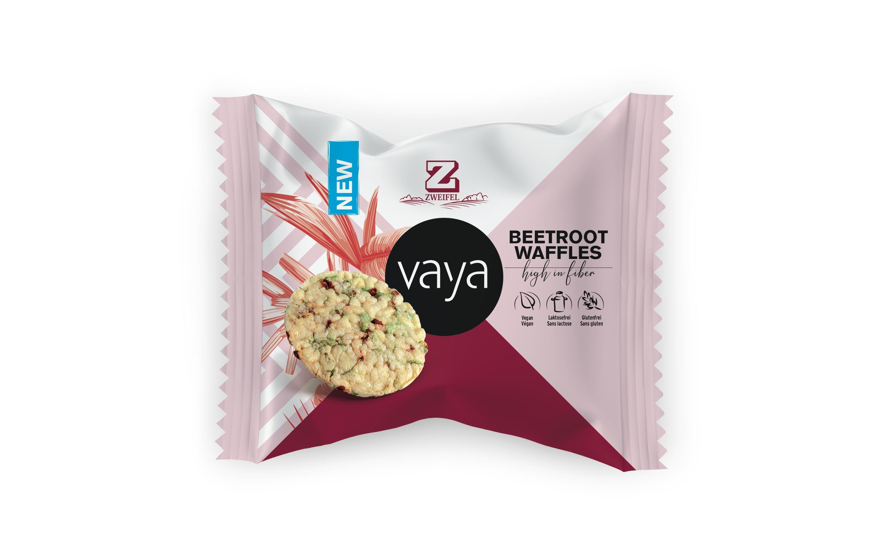 Vaya Beetroot Waffles 4 x 17 gHochwertige Waffeln auf Basis von Kichererbsenmehl