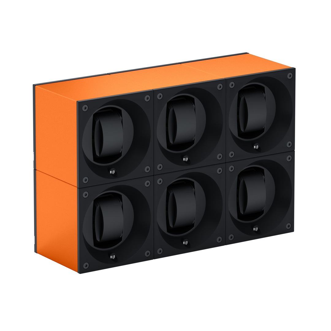 SwissKubik Masterbox Aluminium Orange - 6 Uhren