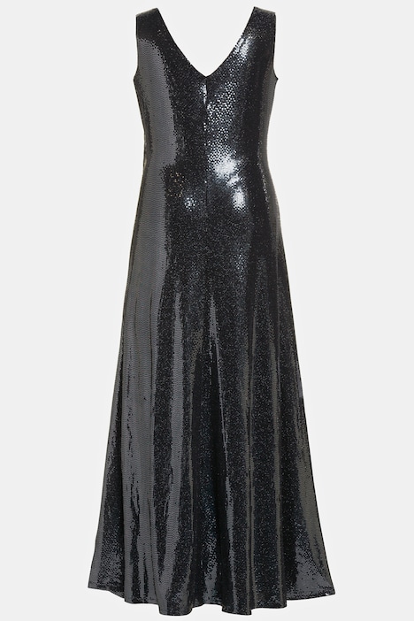 Maxikleid, Pailletten, Softcups, V-Ausschnitt, ärmellos