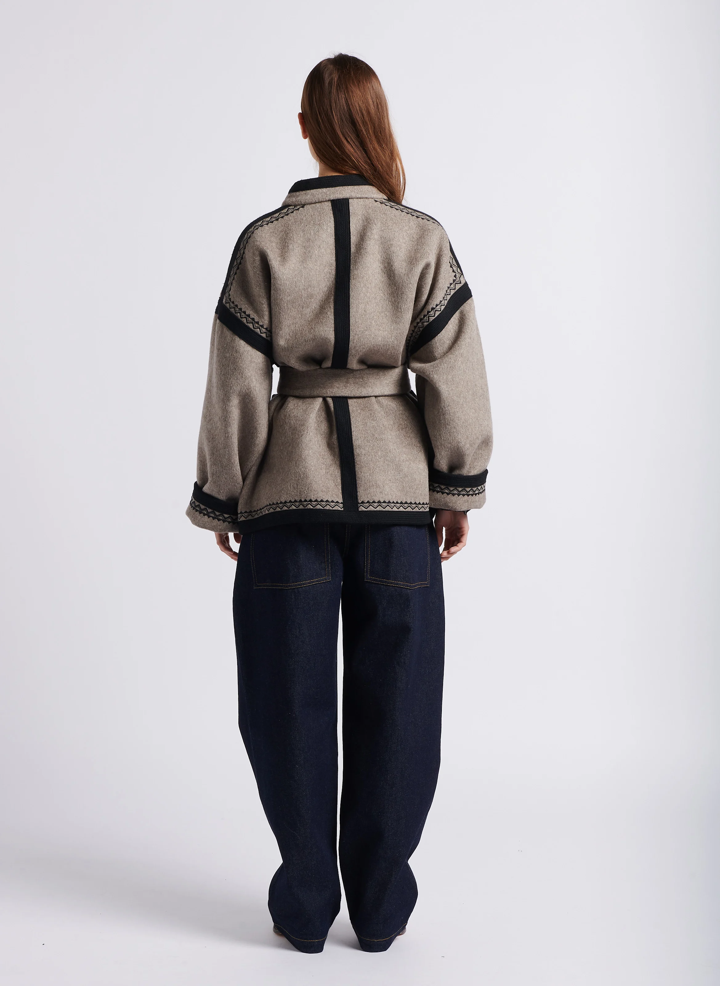 EGLANTINE - Jean large taille haute en coton | Bleu