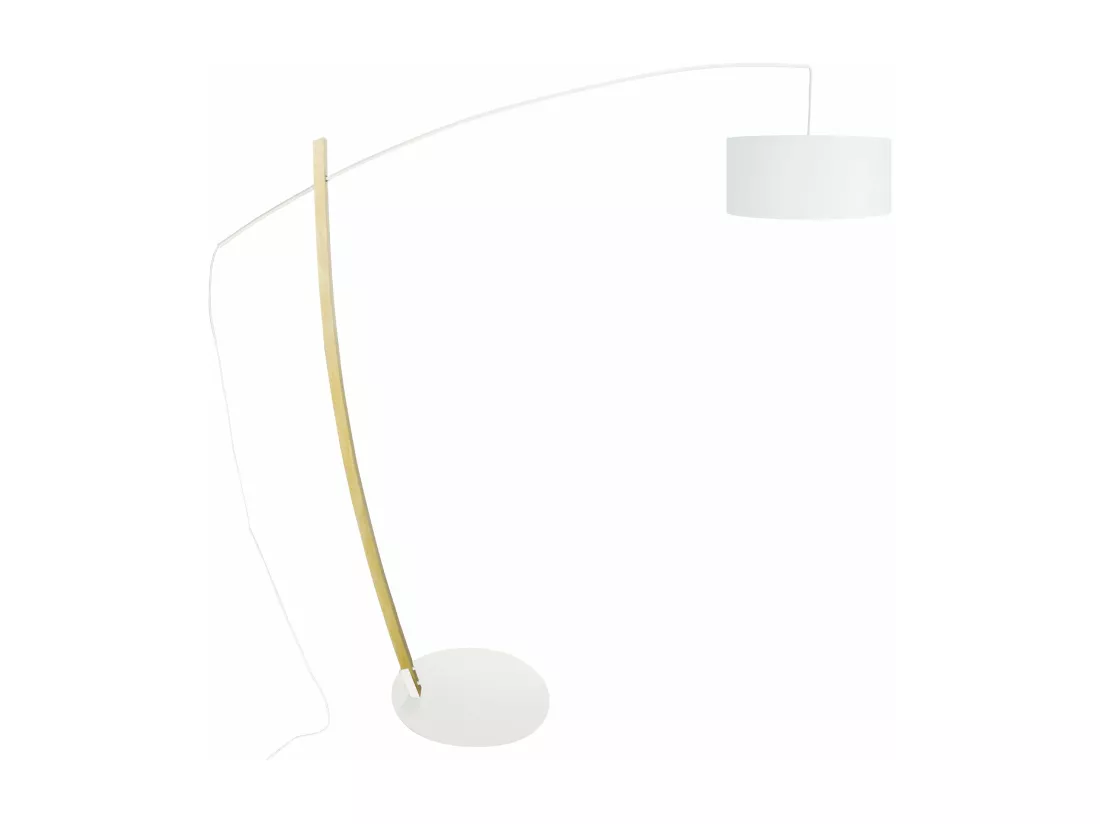 Lampadaire arqué bois naturel noir, 190 cm.