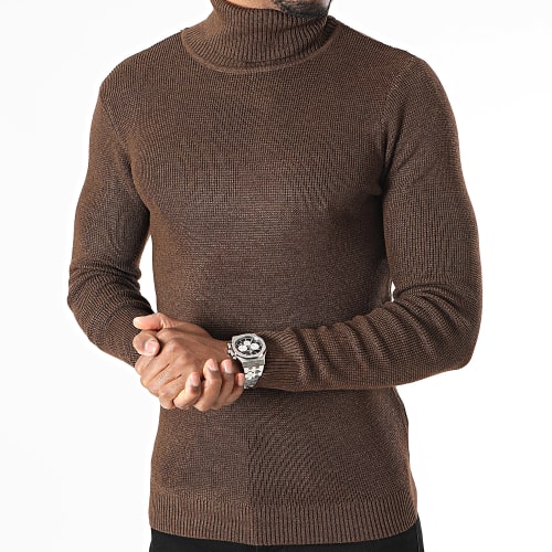 Pull Col Roulé Marron
