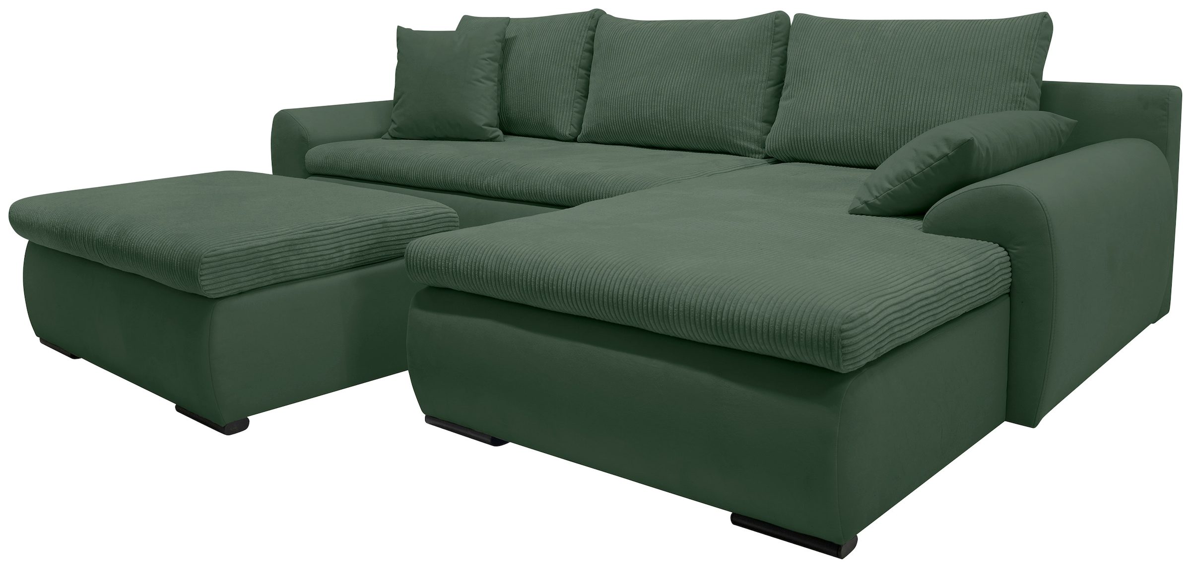 Home affaire Ecksofa »Win, L-Form,  Breite 285cm« optional mit Schlaffunktion und Bettkasten, dunkelgrün, Cord