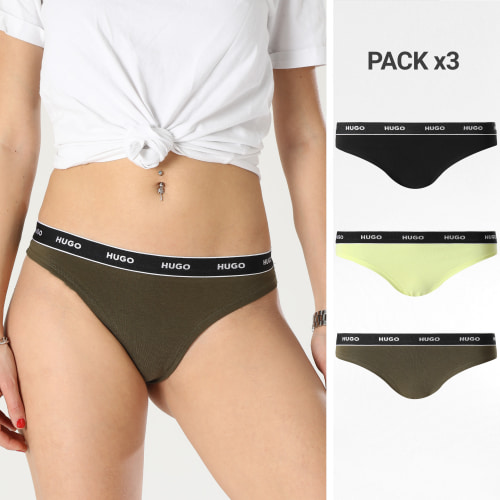 Lot De 3 Strings Femme 50480150 Noir Jaune Vert Kaki
