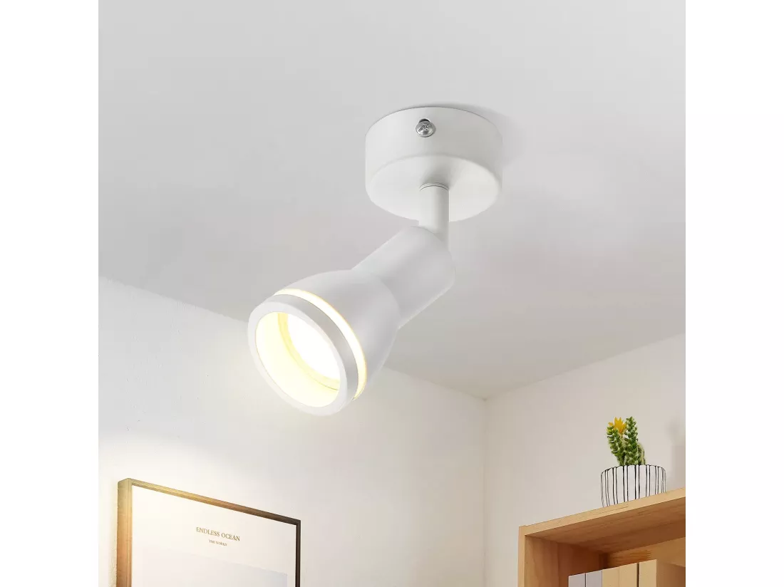 NETTLIFE Spot de plafond LED 1 ampoule blanc salon plafonnier orientable GU10 spot lampe moderne