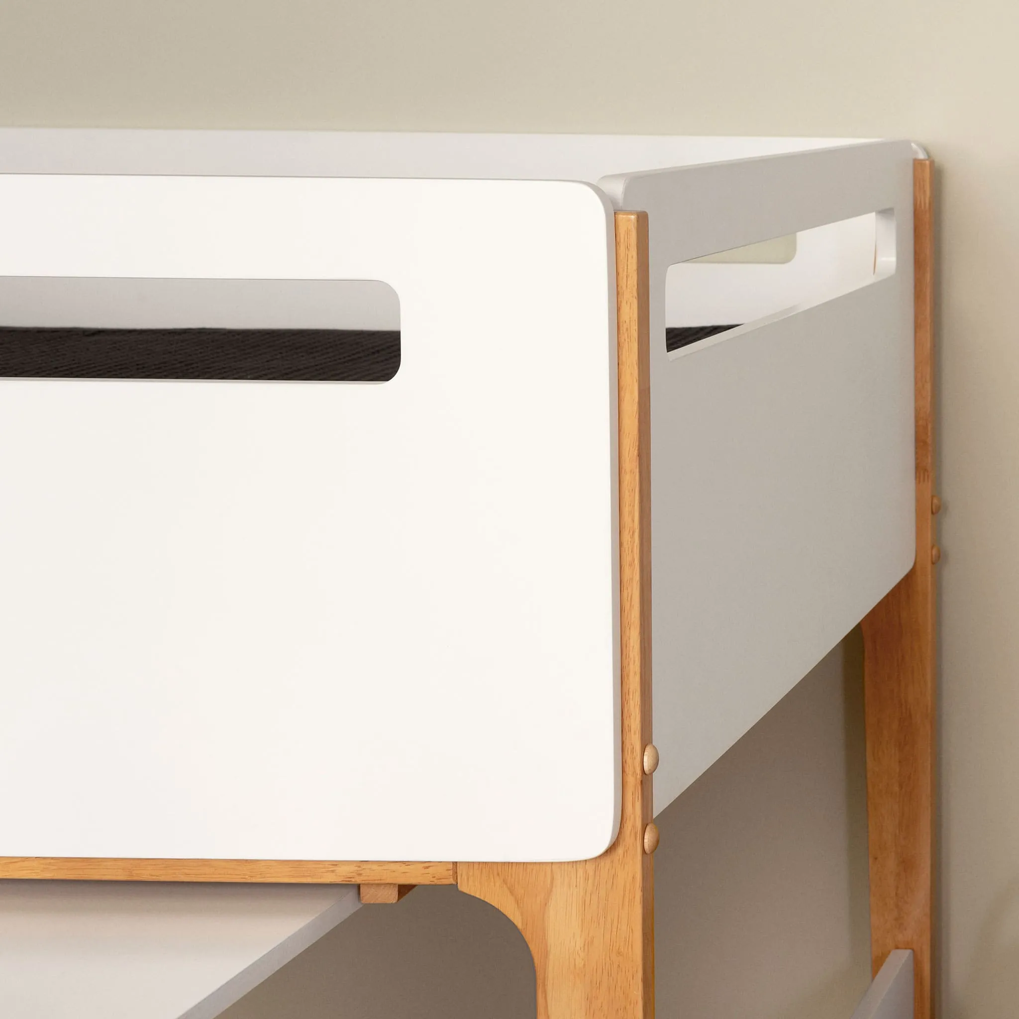 South Shore Lit Simple Mezzanine avec bureau - Bebble Blanc et Naturel