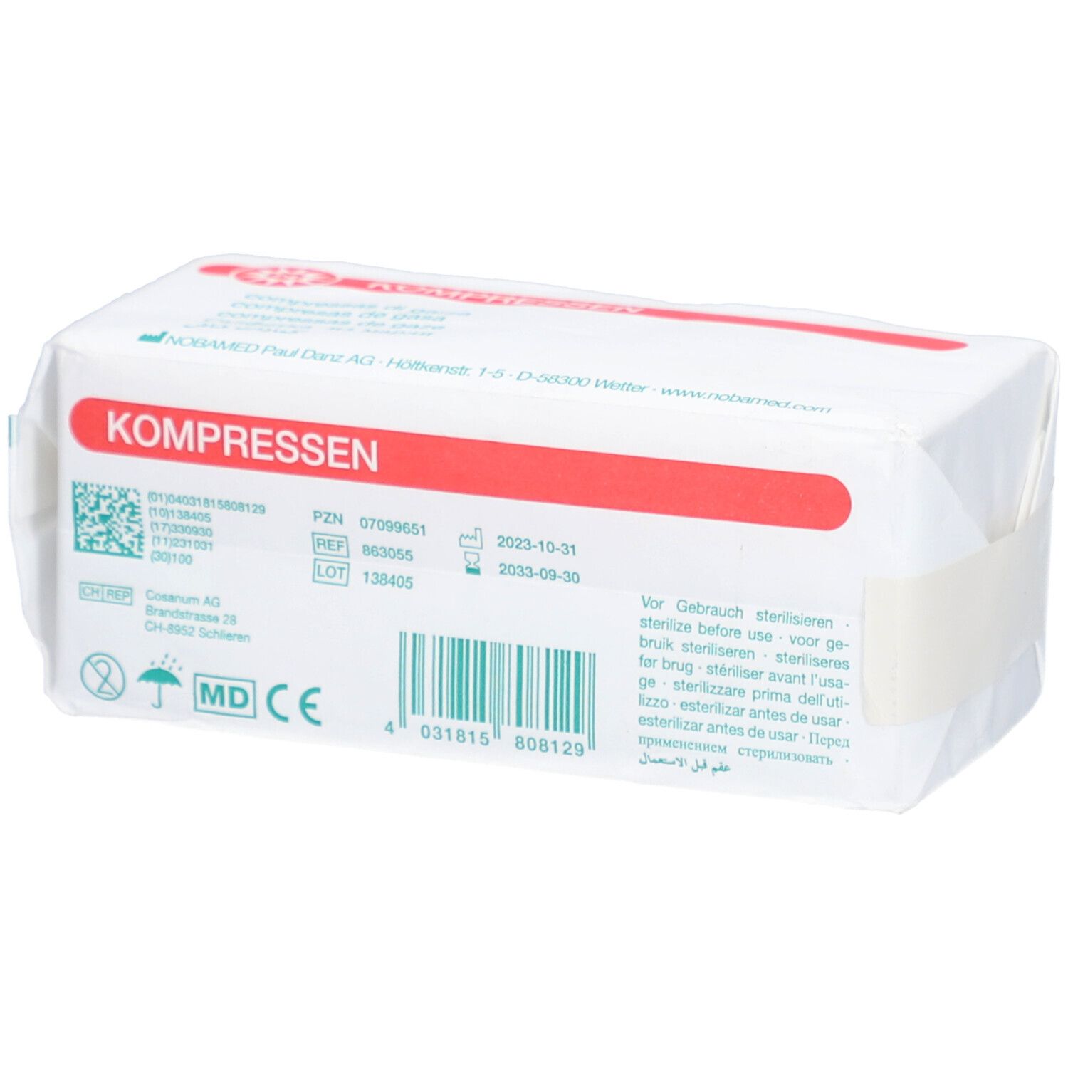 NOBA Mullkompressen unsteril 8- lagig 5 x 5 cm