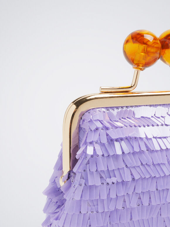 Porta-moedas de lantejoulas - Violeta