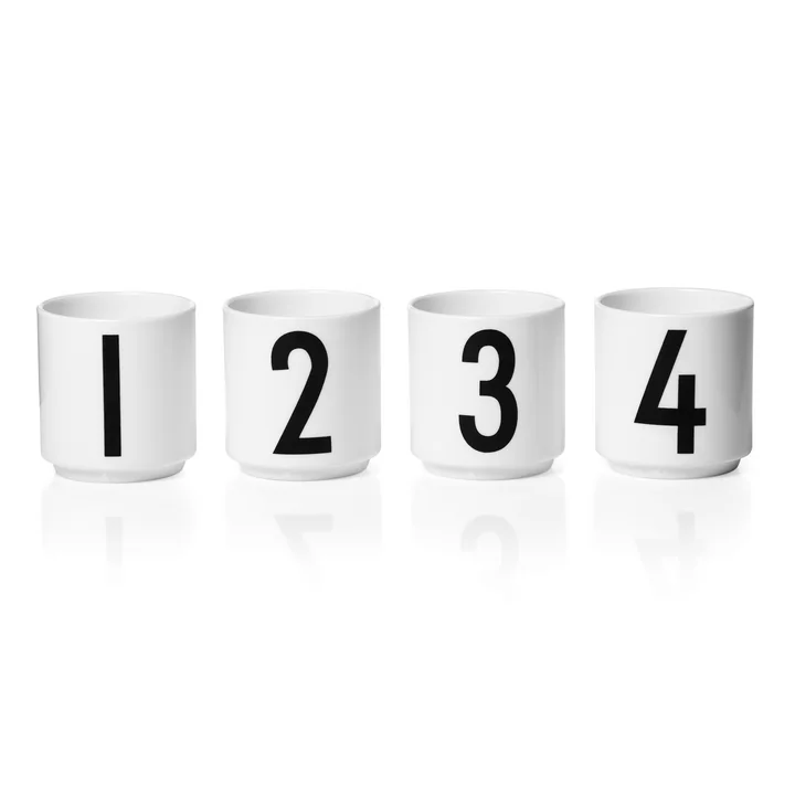 Design Letters - Porzellan Mini-Becher (4er-Set), weiss