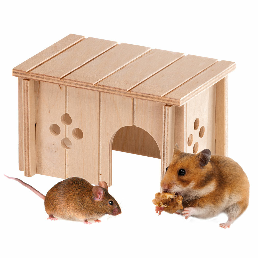 Ferplast maison hamster, accessoire cage hamster, avec toit plat et trous d'aération, en kit de montage, 14,5 x 9,5 x h 8,5 cm,