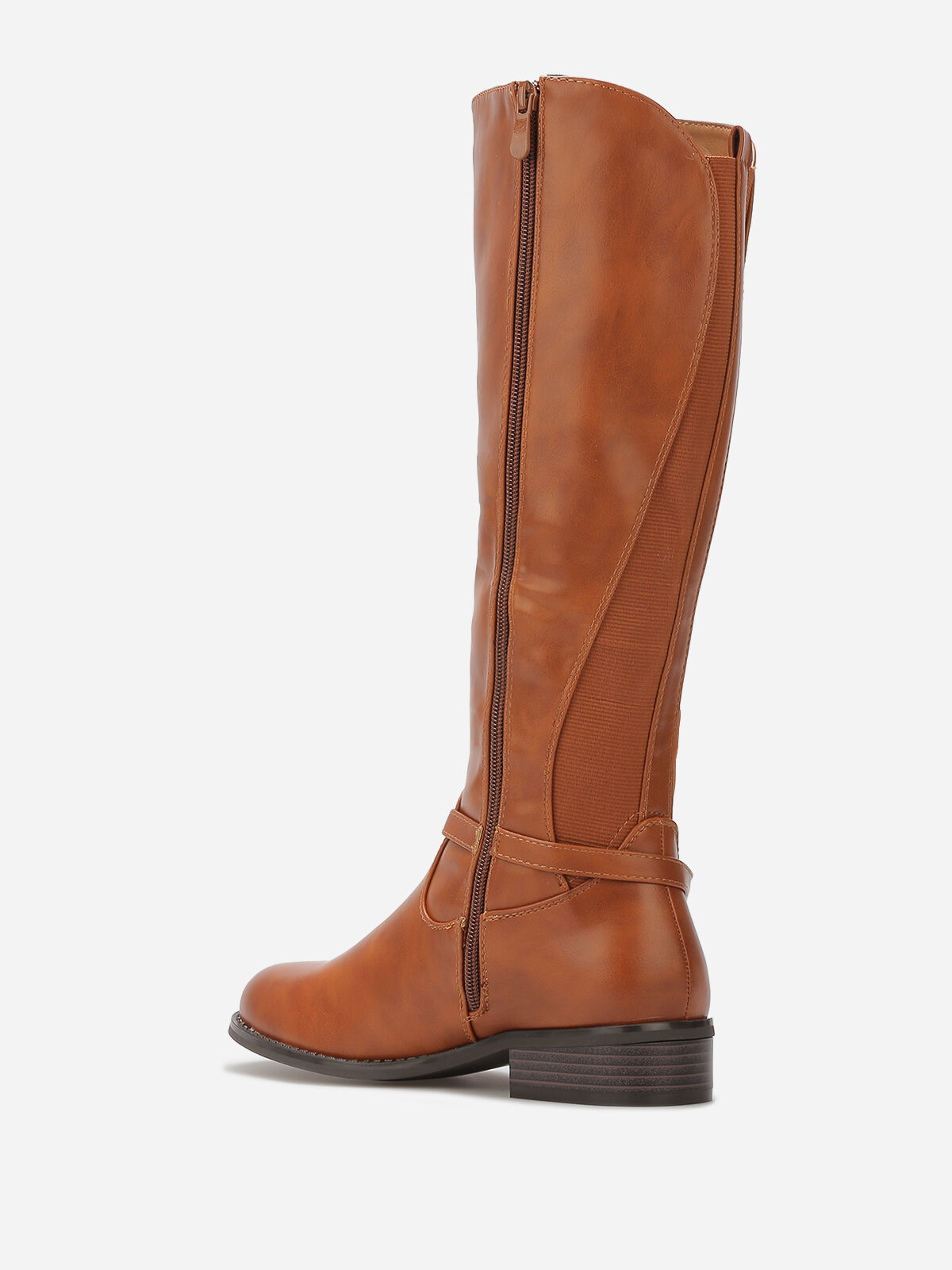 Bottes cavalières à boucle dorée- Camel