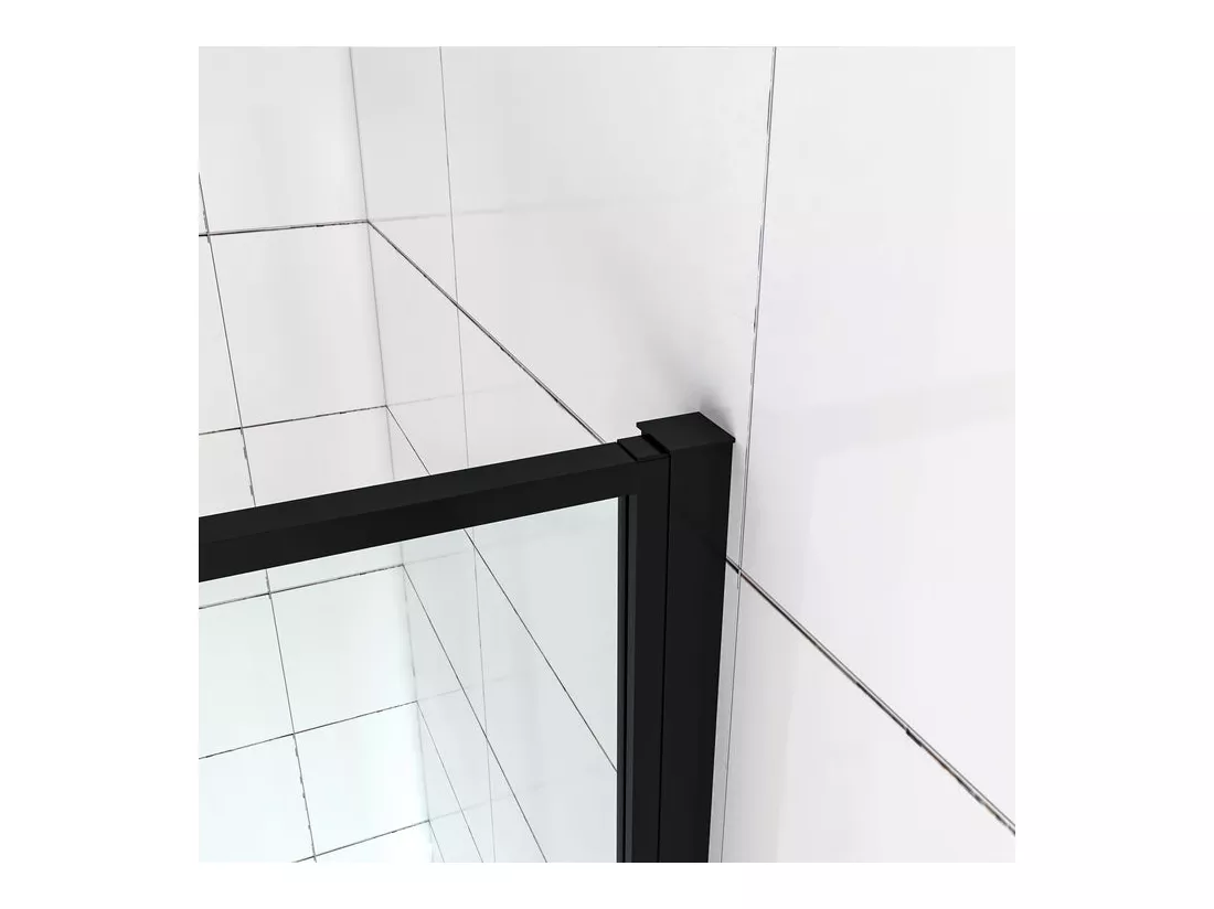 Porte de douche pivotante 100x185cm porte de douche noire en 6mm verre anticalcaire installation en niche