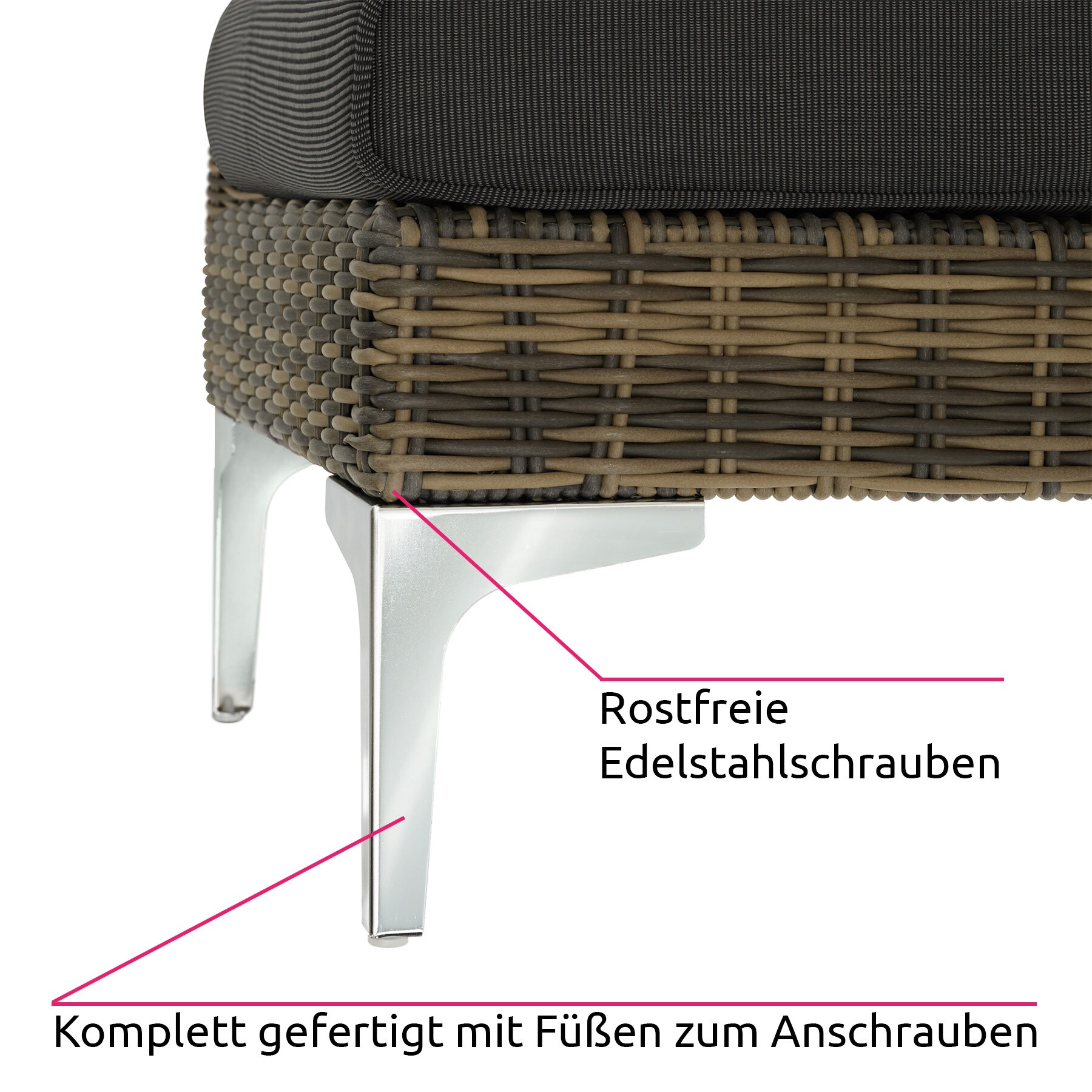 tectake® Modulares Rattanset, Eckelemente und Sessel mit Aluminiumgestell, hochwertiges Geflecht, kein Aufbau