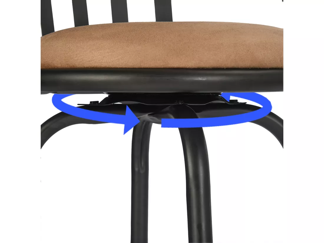 Lot de 2 tabourets de bar pivotants style bistrot marron repose pieds 2 hauteurs assises possibles 62/73cm PISTIL 24/29 INCH