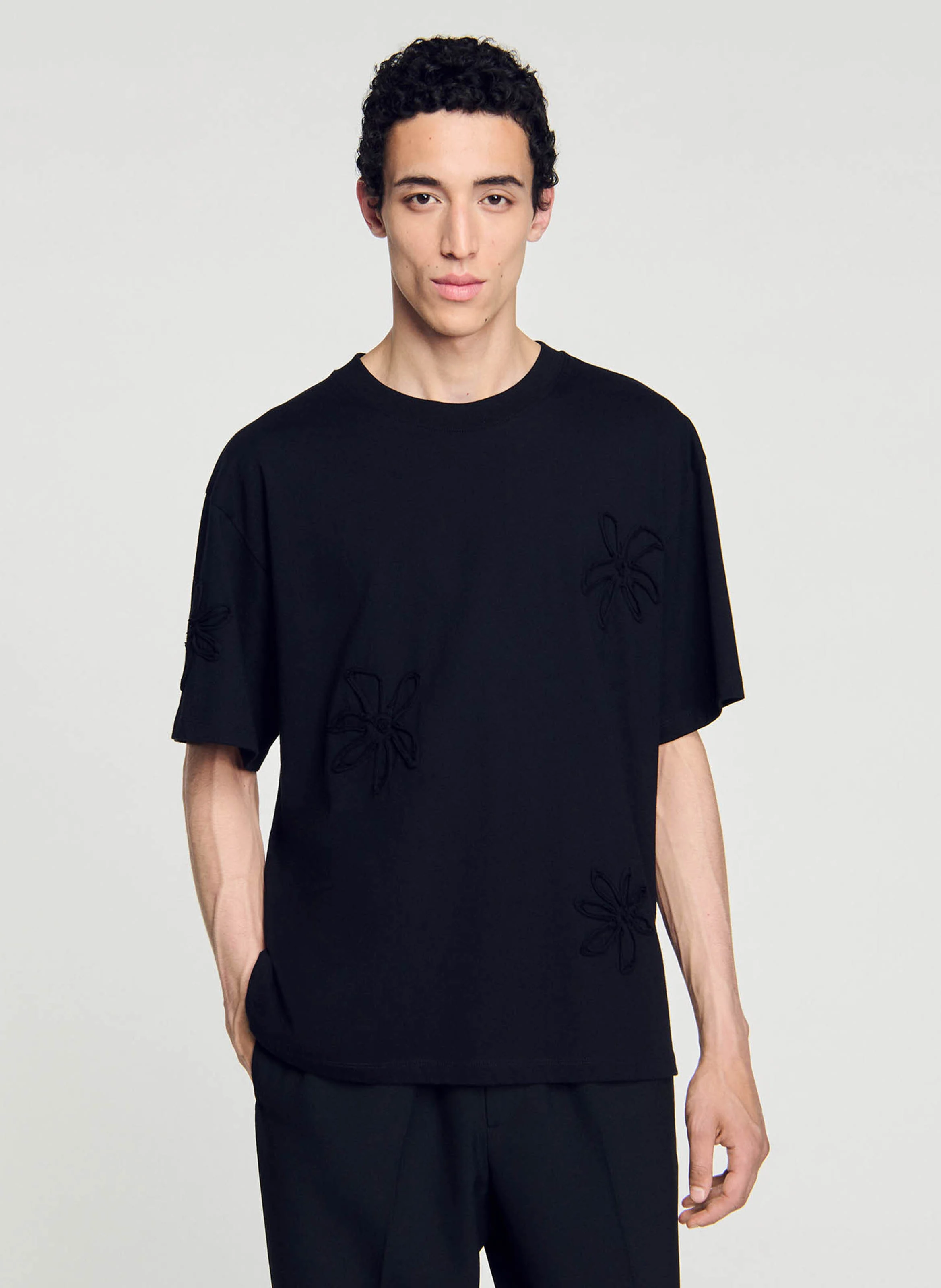 Tee-shirt brodé en coton | Noir