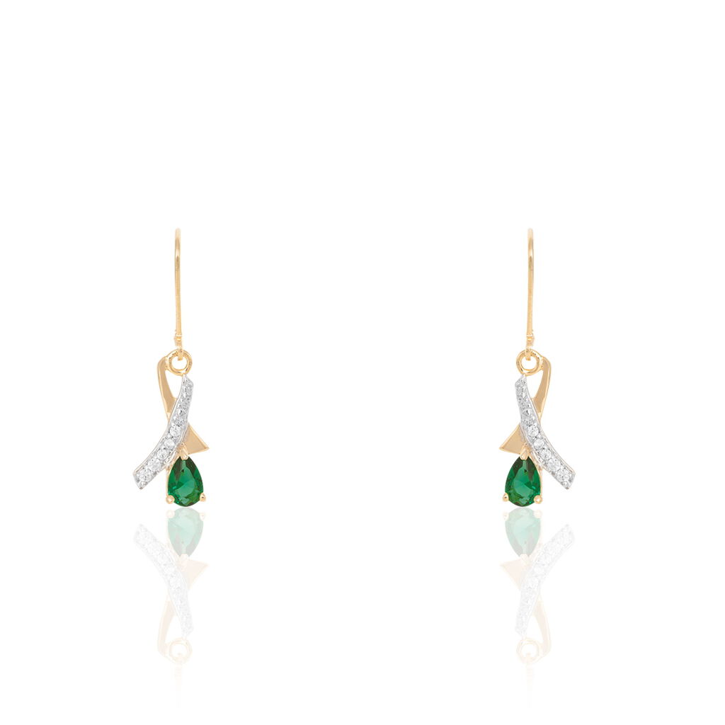 Boucles D'oreilles Pendantes Dyanah Plaque Or Pierre Et Oxyde