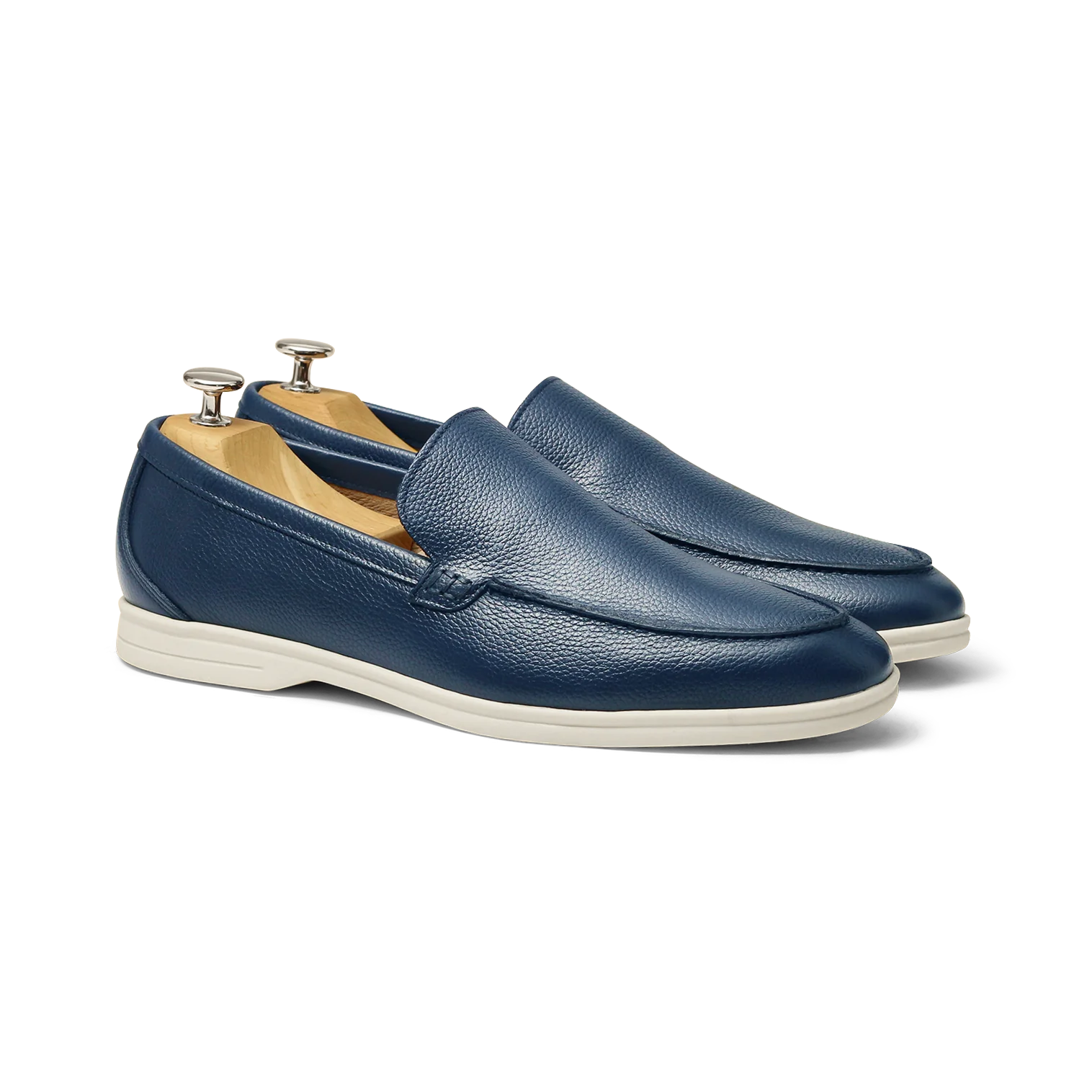 Momy-Mocassin en cuir grainé marine