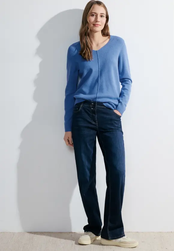 Cosy Strickpullover - water blue melange