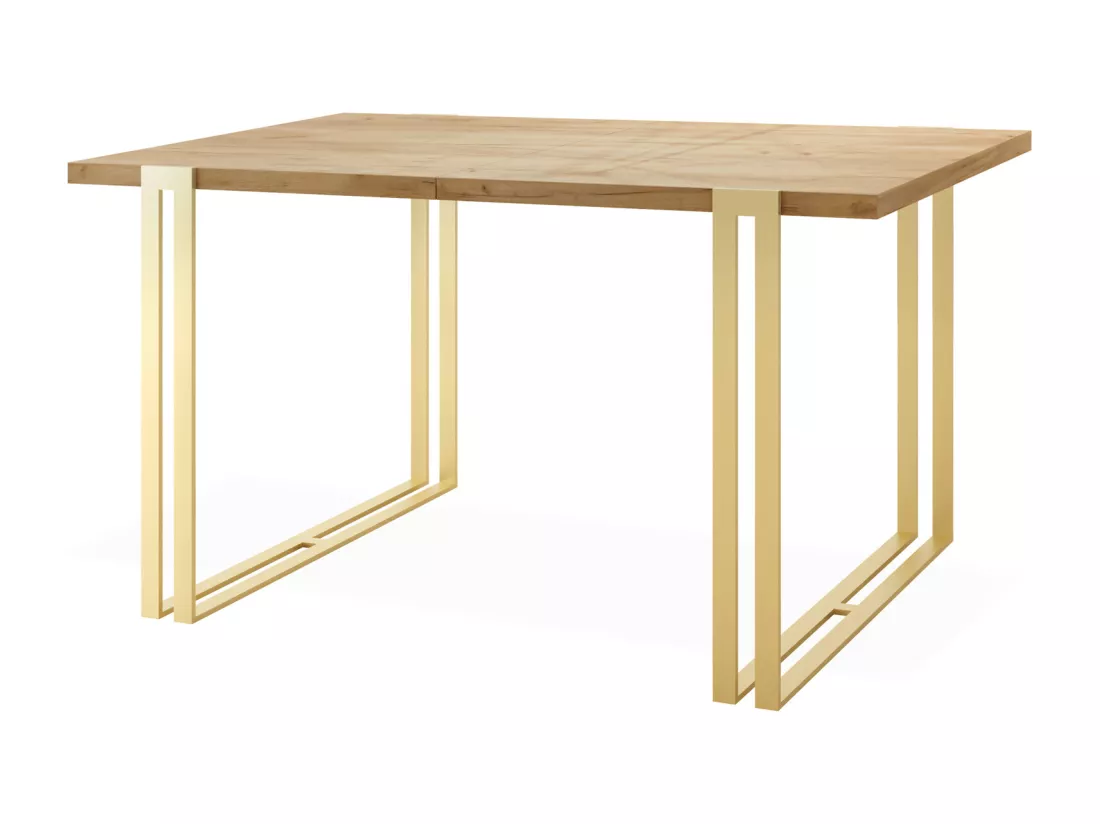 Table à Manger Extensible - Table Style Loft En Métal - Table Style Industriel Pour Le Salon - Gain De Place - 140 / 240 Cm - Chêne Craft/doré - 140 X 80 Cm