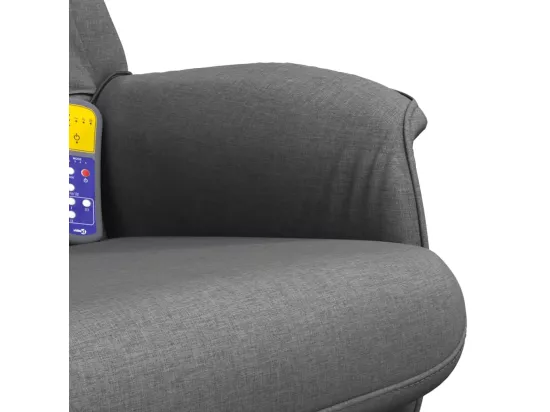 Fauteuil de massage inclinable et repose-pieds gris foncé tissu