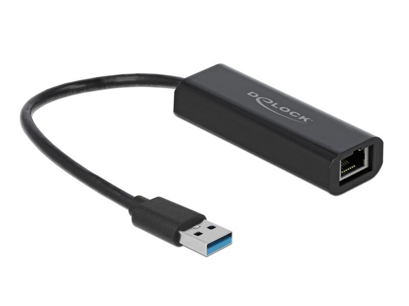 Delock Netzwerk-Adapter USB-A – RJ45, 2.5Gbps  Schwarz Delock Adapter USB Typ-A Stecker zu 2.5 Gigabit LAN