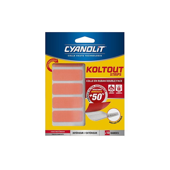 Ruban adhésif de fixation transparente Cyanolit Koltout - 10 pièces