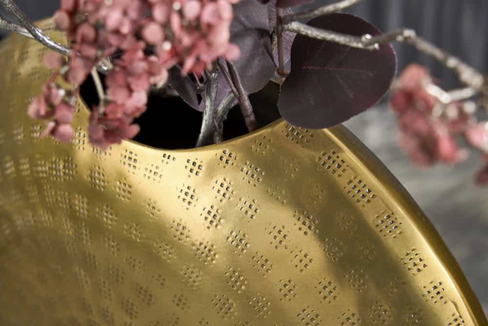 Elegantes Vasen 2er Set ORIENTAL 44cm gold im Grid Hammerschlag Design