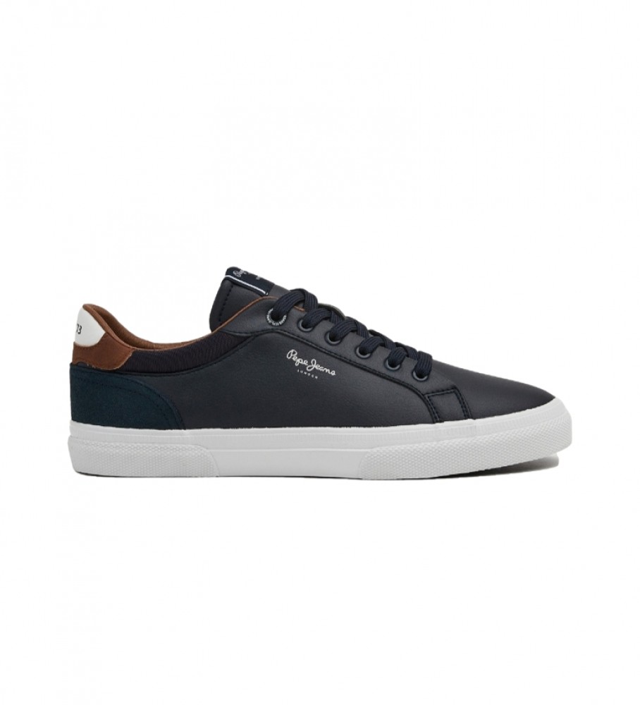 Tênis de couro Pepe Jeans Kenton Court, azul marinho