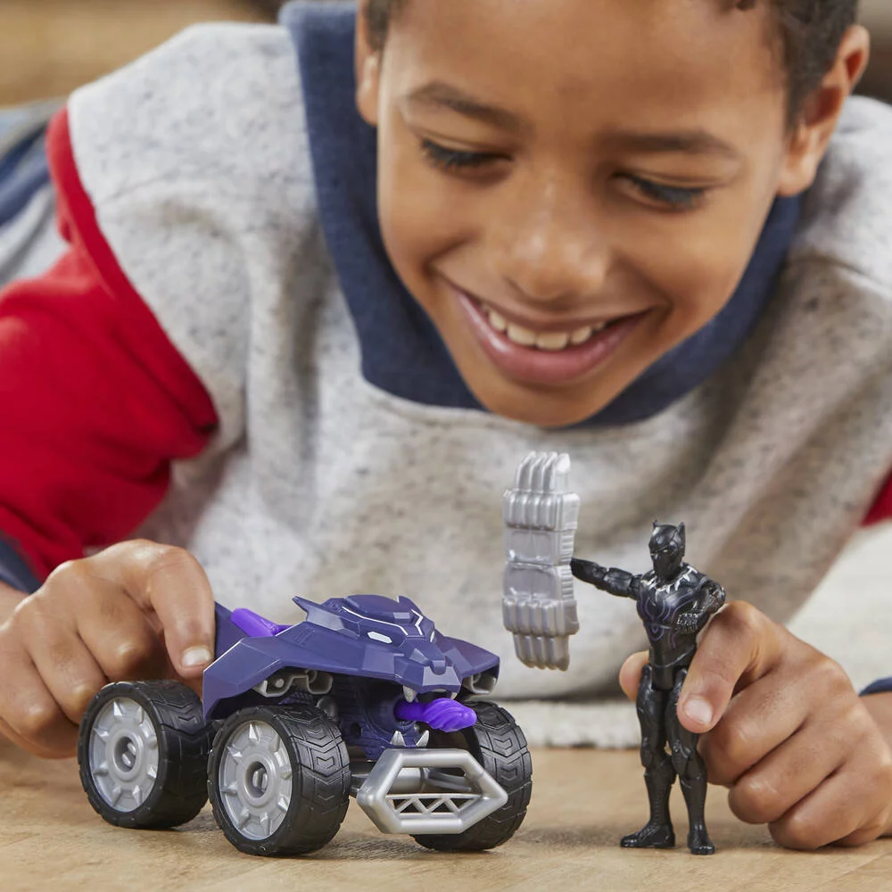 MARVEL - AVENGERS FIGURINE  BLACK PANTHER ET VEHICULE 10 CM
