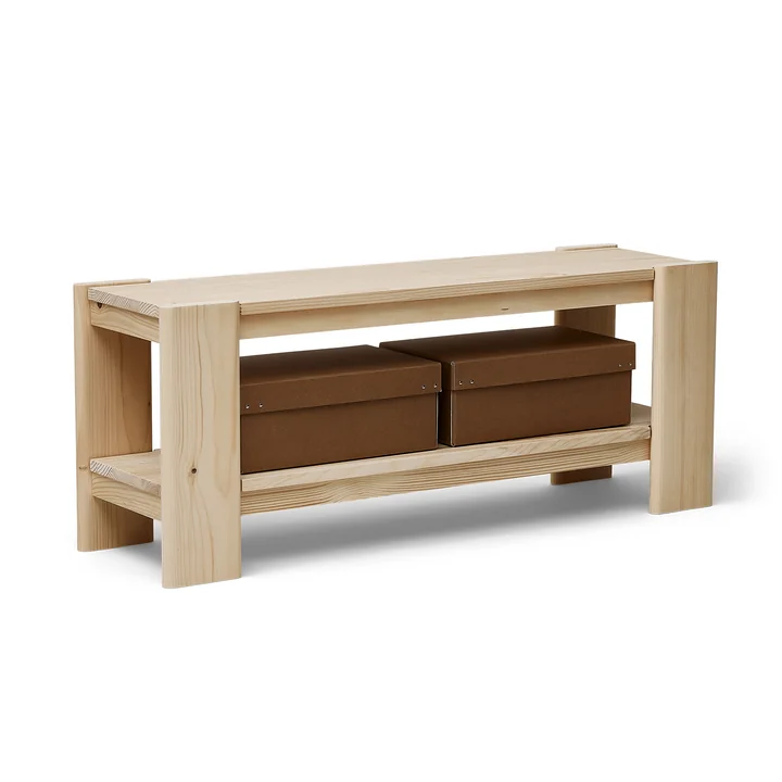 Form & Refine - Beam Bank, 112 cm, Kiefer matt lackiert