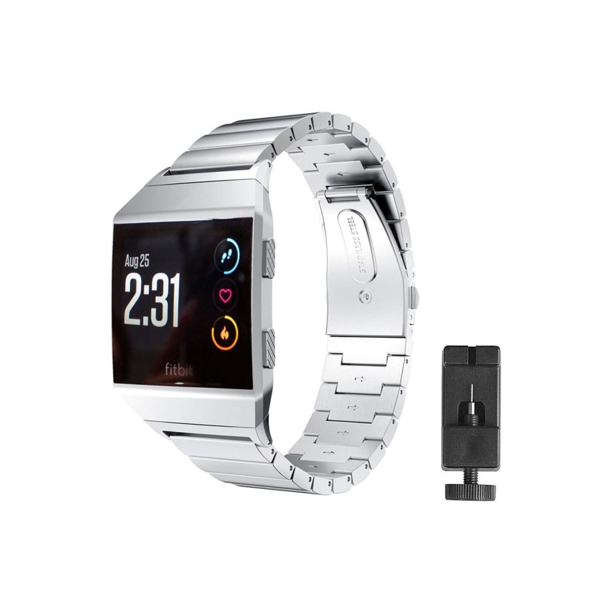 Armbånd rustfritt stål Fitbit Ionic - sølv