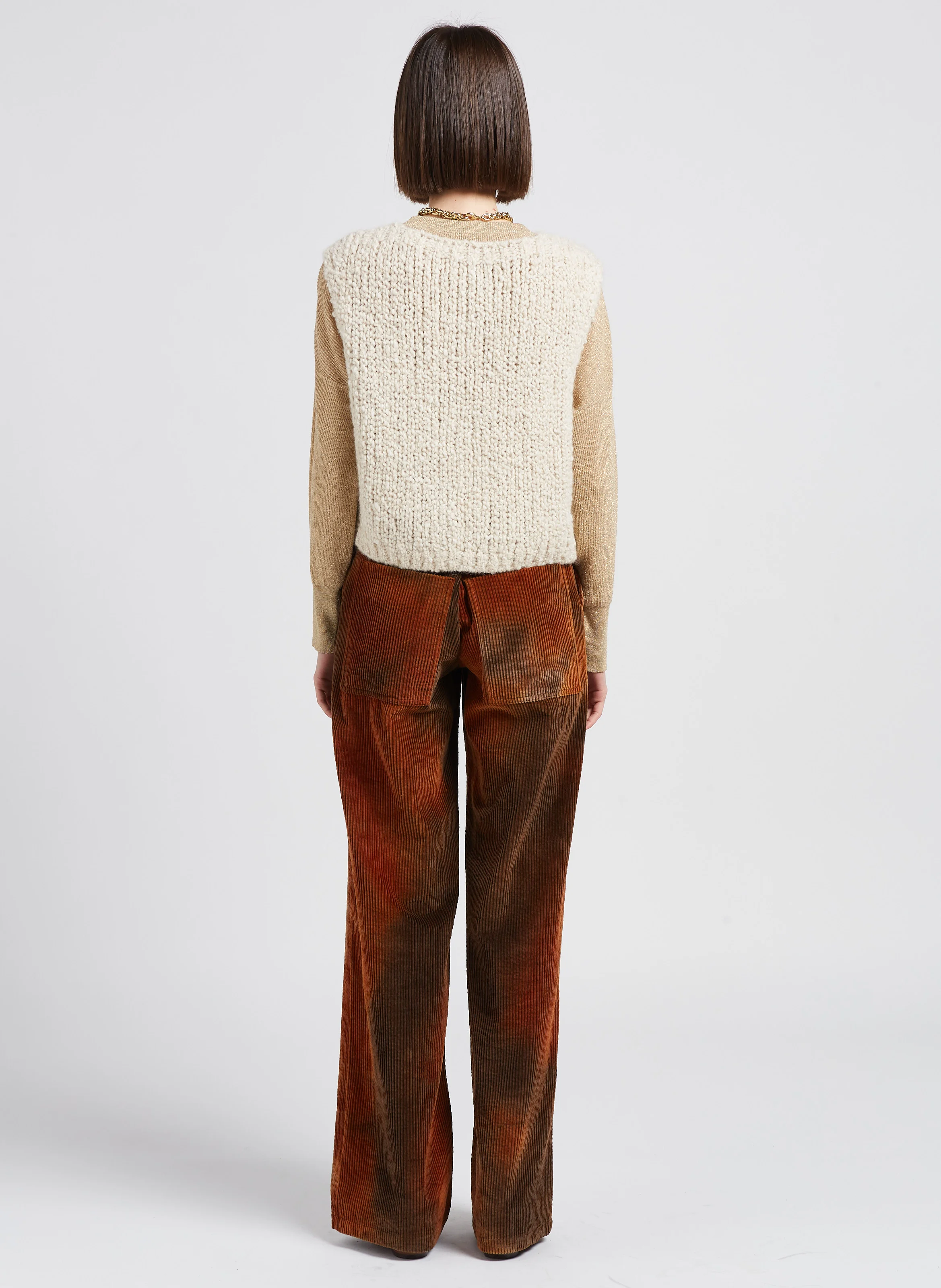 DESIRE - Pull col rond en maille métallisée | Beige