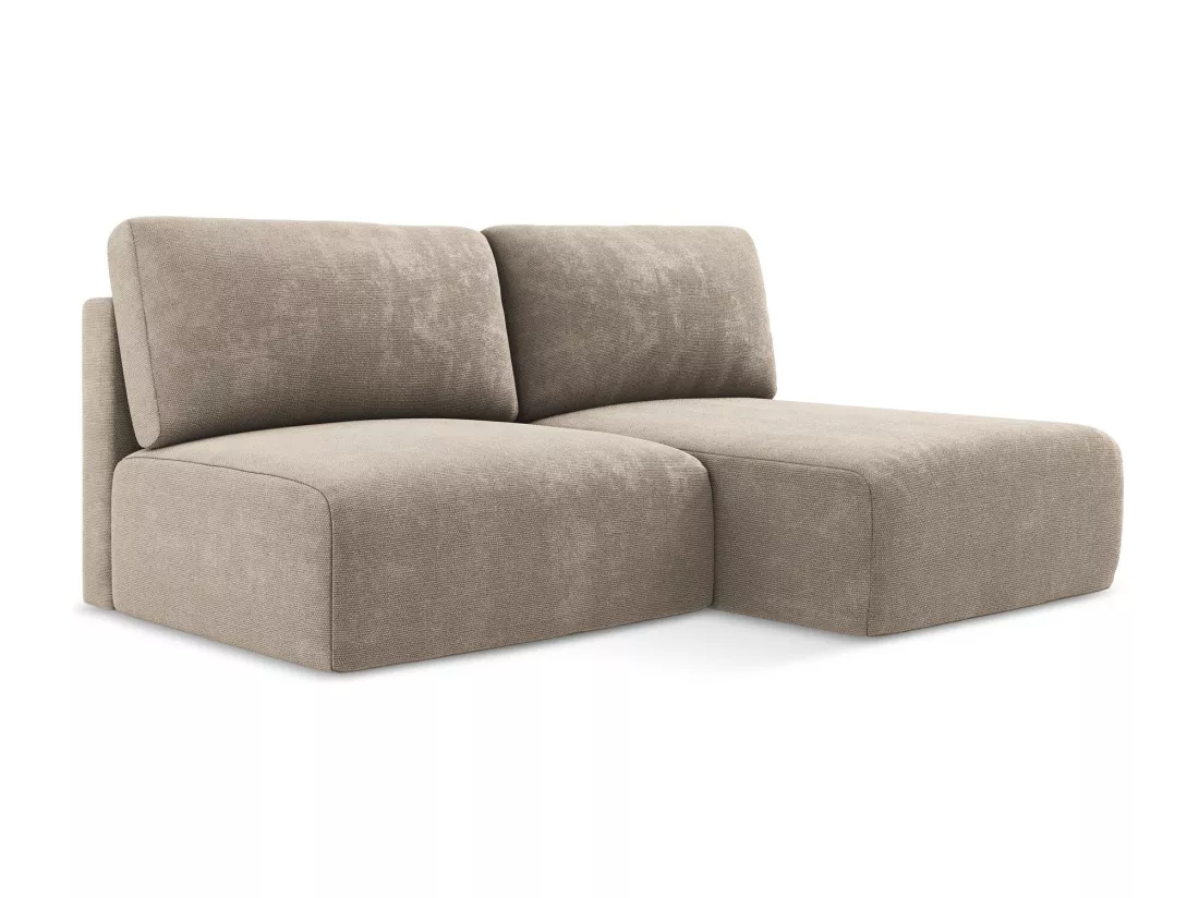 Canapé d’angle 3 places droit sans accoudoir convertible en Chenille - beige foncé - KONA