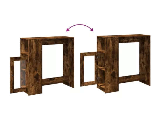 Table de bar avec étagères chêne fumé bois d'ingénierie