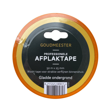 Goudmeester professionele schilderstape gladde ondergrond 50 m x 25 mm
