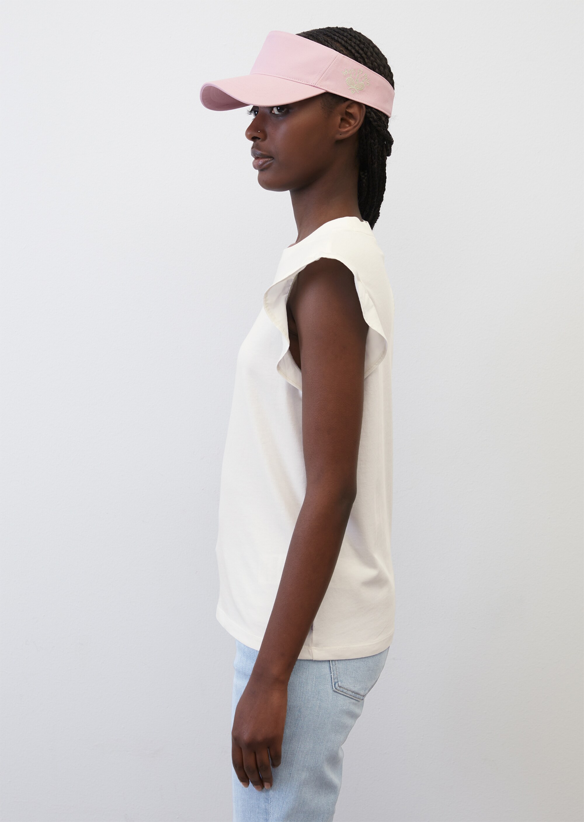 Volant-T-Shirt loose aus Material-Mix