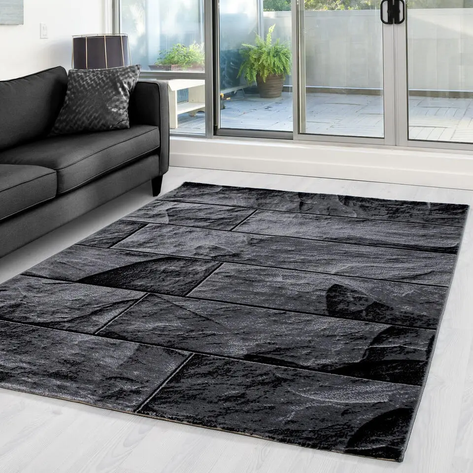 Modern Design Vloerkleed Parma - Zwart/Grijs - Laagpolig 120x170 cm