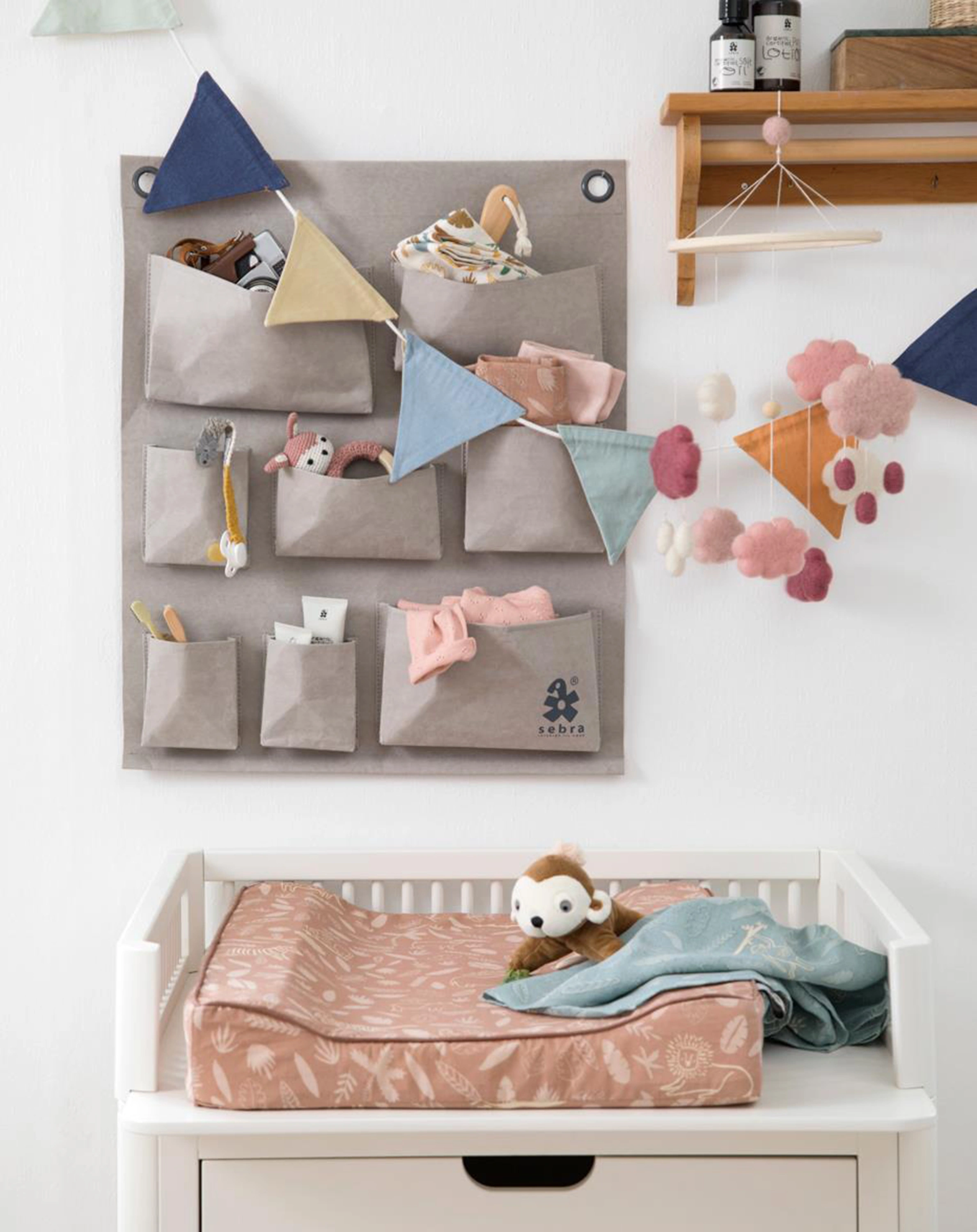 Wollfilz-Mobile WOLKEN in cotton candy pink