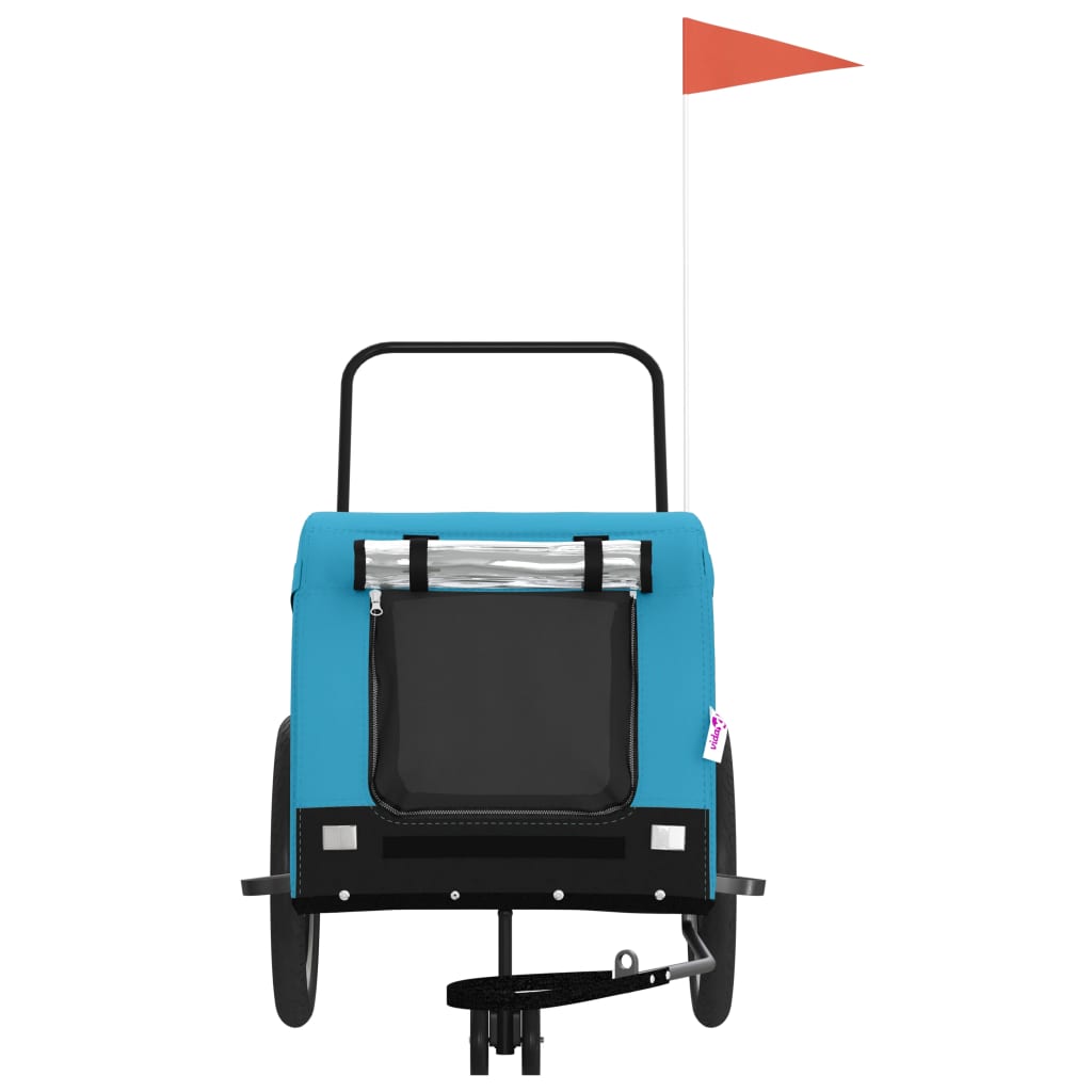 vidaXL Reboque para Bicicleta para Animais de Estimação em Tecido Oxford Azul e Preto