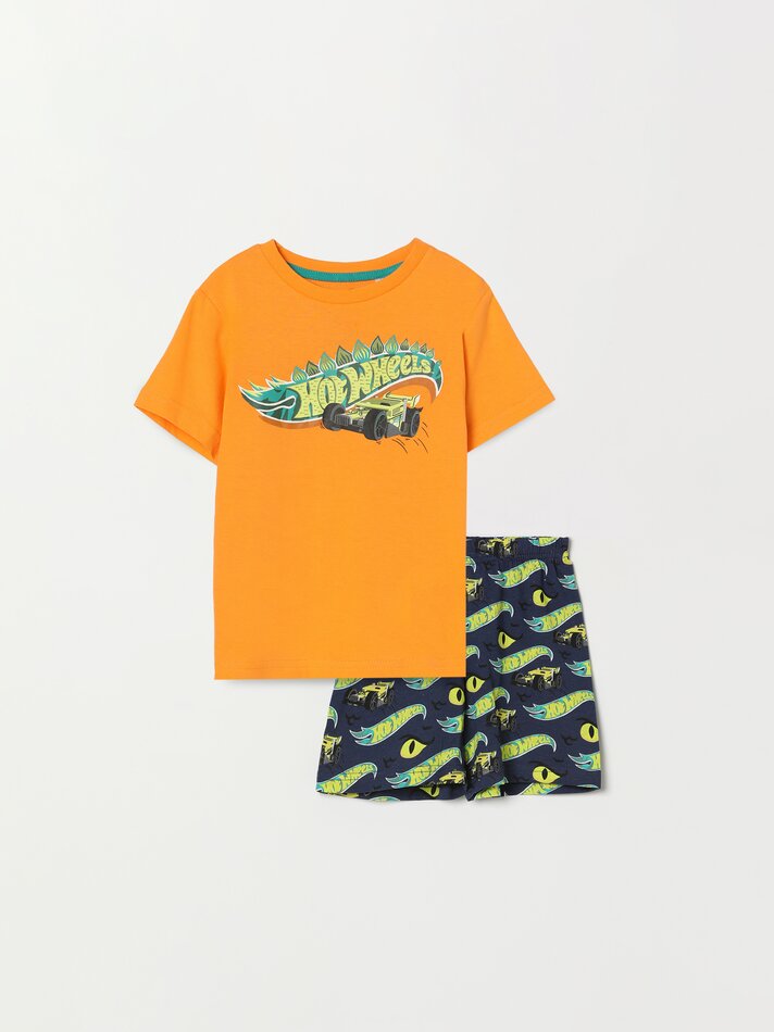 Conjunto de pijama curto estampado Hot Wheels da Mattel - Laranja