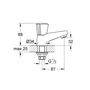 Grohe Fonteinkraan Costa Trend met Draaiknop Chroom