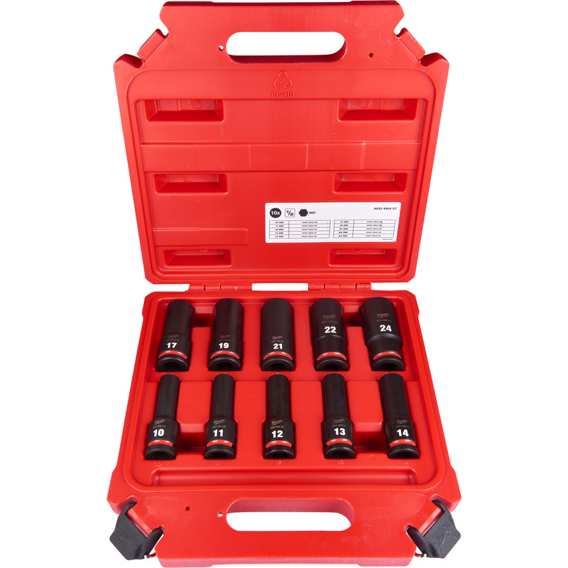 Milwaukee doppenset Shockwave 1/2 lang (10-delig)