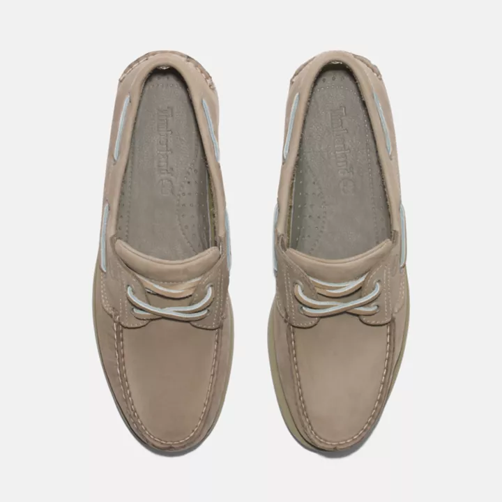 Chaussures bateau classique en cuir pour homme en beige