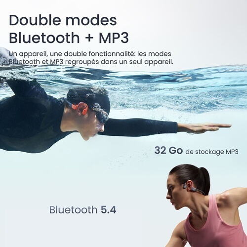 Casque audio Shokz CONDUCTION OSSEUSE OPENSWIM PRO CORAILBLUE CHARGE SANS FIL